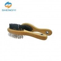 Wooden pin quality brush for pet dog