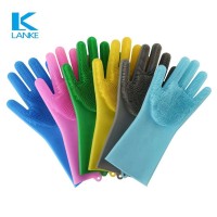 Reusable Silicone Dish Sponge Scrubber Gloves Kitchen Cleaning Tool