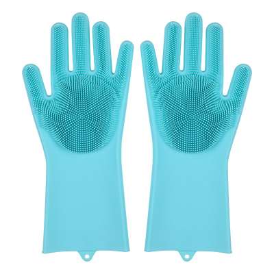 Magic Silicone Gloves Cleaning Dishwashing Scrubber Dish Washing Sponge Rubber Silicone Gloves For Kitchen Cleaning 1 Pair