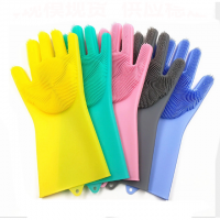 Silicone household Dish Washing Gloves Cleaning Brush Scrubber Gloves